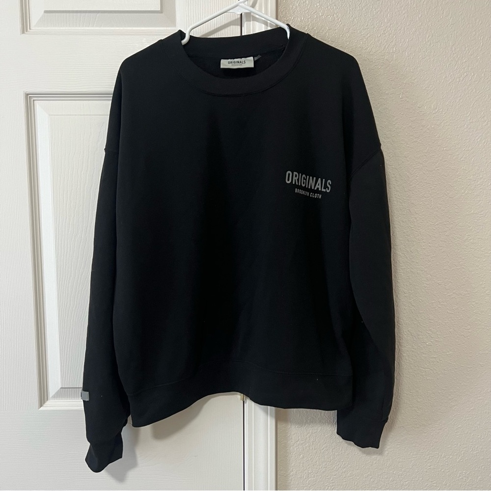 Brooklyn Cloth Originals Black Crewneck Track Sweatshirt - Medium